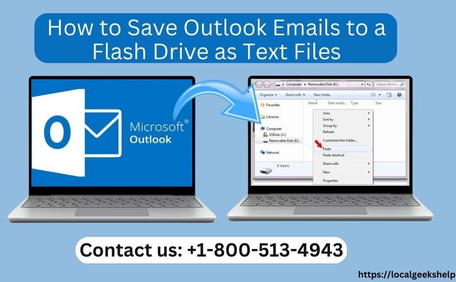 Save Outlook Emails Flash Drive Text Files