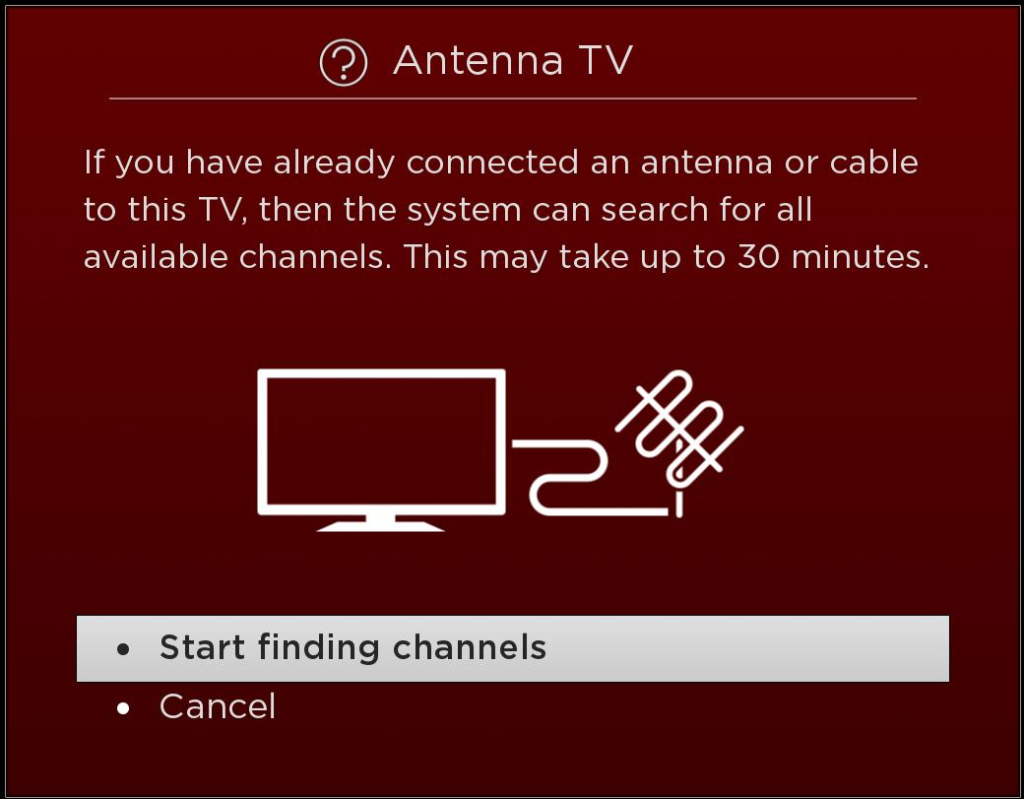 Connecting an Antenna or Cable to the Roku TV