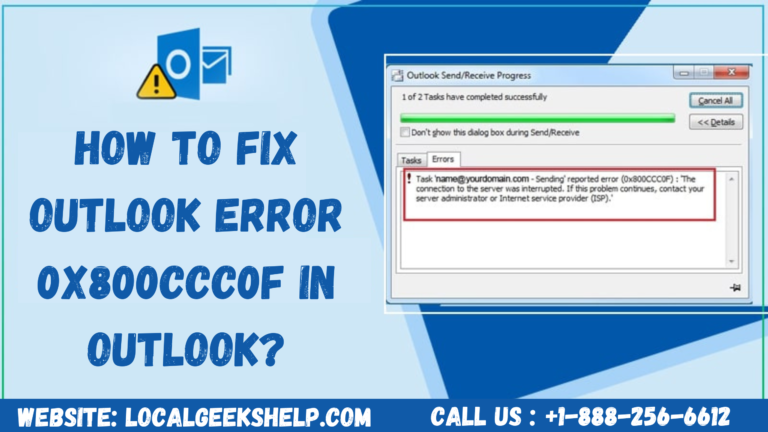 Fix Outlook Error 0x800ccc0f